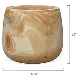Blake Coastal Brown Wood Textured Basin Vase|