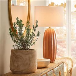 Blake Coastal Brown Wood Textured Basin Vase|