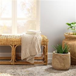 Blake Coastal Brown Wood Textured Basin Vase|