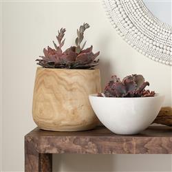 Blake Coastal Brown Wood Textured Basin Vase|