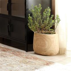 Blake Coastal Brown Wood Textured Basin Vase|