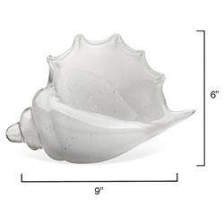Tristan Coastal Beach White Hand Blown Glass Shell Sculpture|
