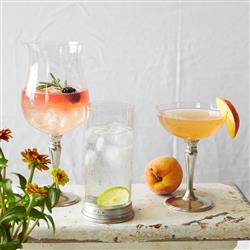 MATCH Modern Pewter Base Clear Crystal Highball Glass|