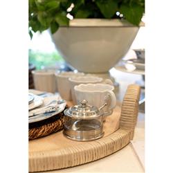 MATCH Modern Pewter Lid Clear Glass Condiment Bowl and Spoon|