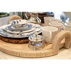 MATCH Modern Pewter Lid Clear Glass Condiment Bowl and Spoon|