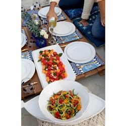 Lastra Coastal White Melamine Shallow Serving Bowl|