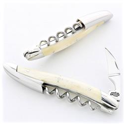 Forge de Laguiole Modern Silver Stainless Steel Bone Handle Corkscrew|