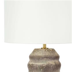 Ola Rustic Lodge Brown Ceramic Base White Linen Shade Table Lamp|