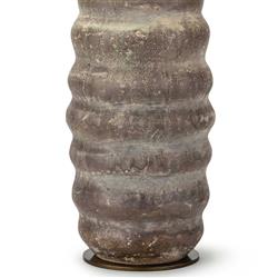 Ola Rustic Lodge Brown Ceramic Base White Linen Shade Table Lamp|