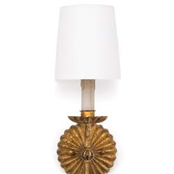 Clove French Country Antique Gold Leaf Stem Single Sconce|