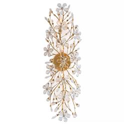 Cheshire Hollywood Regency Gold Leaf Frame Crystal Flower Sconce|