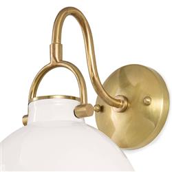 Eloise Hollywood Regency White Ceramic Natural Brass Accent Sconce|