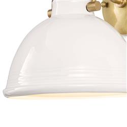 Eloise Hollywood Regency White Ceramic Natural Brass Accent Sconce|