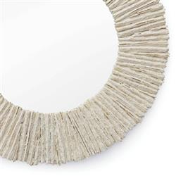 Slate Coastal Natural Resin Round Wall Mirror|