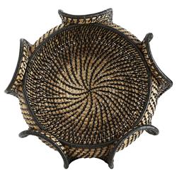 Grisha Coastal Beach Black Natural Rattan Decorative Bowl|