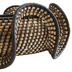 Grisha Coastal Beach Black Natural Rattan Decorative Bowl|