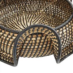 Grisha Coastal Beach Black Natural Rattan Decorative Bowl|