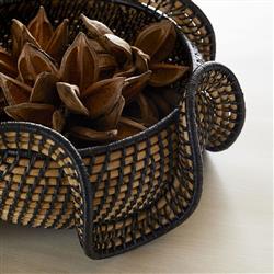 Grisha Coastal Beach Black Natural Rattan Decorative Bowl|