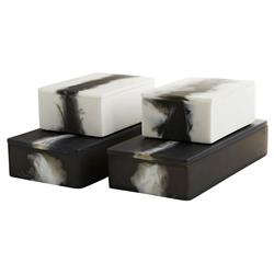 Hollie Modern Black And White Resin Decorative Boxes - Set of 2|