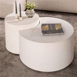 Messiah Nesting Modern White Concrete Outdoor Nest Coffee Table - Set of 2|