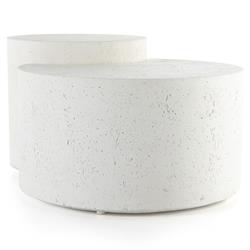 Messiah Nesting Modern White Concrete Outdoor Nest Coffee Table - Set of 2|