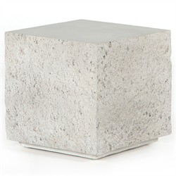 Otto Modern Classic White Concrete Outdoor Square End Table|