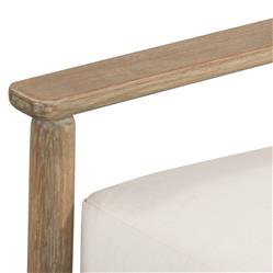 Rose Coastal Beach Off White Upholstered Rope Back Wood Outdoor Lounge Chair|