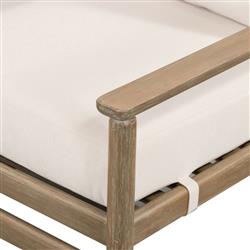 Rose Coastal Beach Off White Upholstered Rope Back Wood Outdoor Lounge Chair|