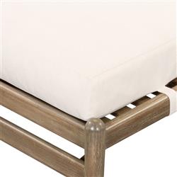 Rose Coastal Beach White Upholstered Brown Wood Frame Outdoor Chaise|