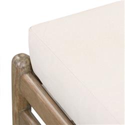 Rose Coastal Beach White Upholstered Brown Wood Frame Outdoor Chaise|