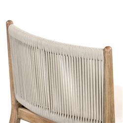 Rose Coastal Off White Upholstered Woven Rope Wood Outdoor Dining Side Chair|