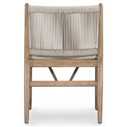 Rose Coastal Off White Upholstered Woven Rope Wood Outdoor Dining Side Chair|