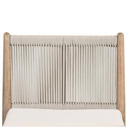 Rose Coastal Off White Upholstered Woven Rope Wood Outdoor Dining Side Chair|