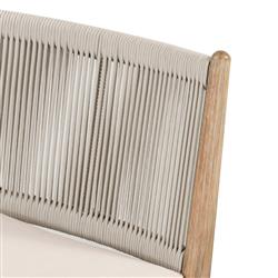 Rose Coastal Off White Upholstered Woven Rope Wood Outdoor Dining Side Chair|