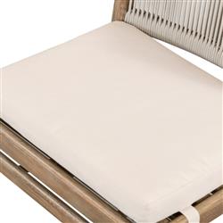 Rose Coastal Off White Upholstered Woven Rope Wood Outdoor Dining Side Chair|