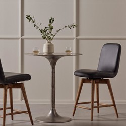 Mona Modern Classic Silver Aluminum Outdoor Counter Table - 32"W|