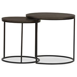 Ava Modern Classic Black Metal Outdoor Nesting Coffee Table - Set of 2|