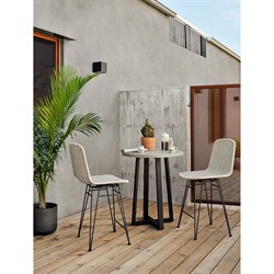 Maceo Modern Classic Grey Stone Black Iron Round Outdoor Counter Table - 30"W|