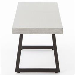 Maceo Industrial Loft Grey Stone Black Iron Outdoor Dining Bench|