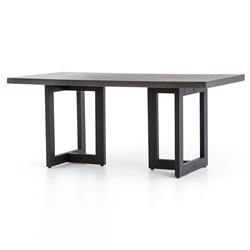 Judith Industrial Loft Black Stone Outdoor Dining Table - 69"W|
