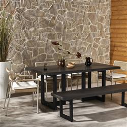 Judith Industrial Loft Black Stone Outdoor Dining Table - 69"W|