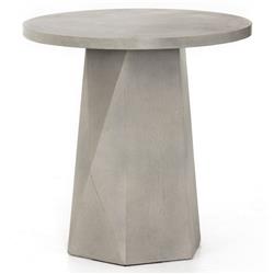 Barley Industrial Loft Grey Concrete Round Outdoor Pedestal End Table|