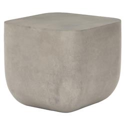 Yvonne Industrial Loft Grey Concrete Outdoor Square Block End Table|