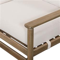 Rose Coastal Beige Upholstered Brown Wood Woven Rope Outdoor Sofa - Large - 73"W|