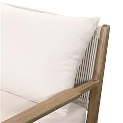 Rose Coastal Beige Upholstered Brown Wood Woven Rope Outdoor Sofa - Large - 73"W|