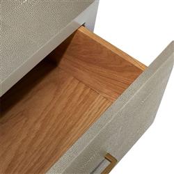 Morand Modern Grey Faux Shagreen Antique Brass Metal 6 Drawer Dresser|