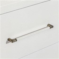 Taylor Modern Classic White Faux Linen Silver Iron Double Dresser|