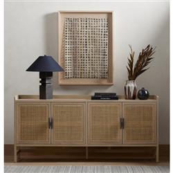 Corazon Global Bazaar Woven Natural Cane Brown Mango Wood Sideboard|