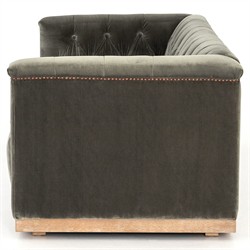 Emmy Rustic Grey Upholstered Velvet Tufted Nailhead Trim Sofa - Large - 95"W|