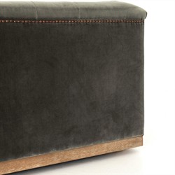 Emmy Rustic Grey Upholstered Velvet Tufted Nailhead Trim Sofa - Large - 95"W|